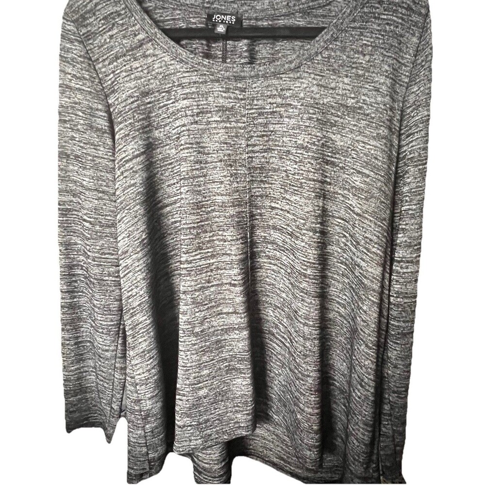 Jones New York Womens Sweater Gray Long Sleeve Scoop Neck Pullover Knit Size XL